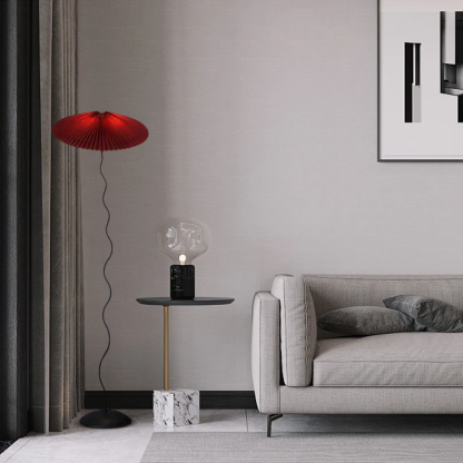 Modern Metal Fabric Orange Red White Floor Lamp Bedroom