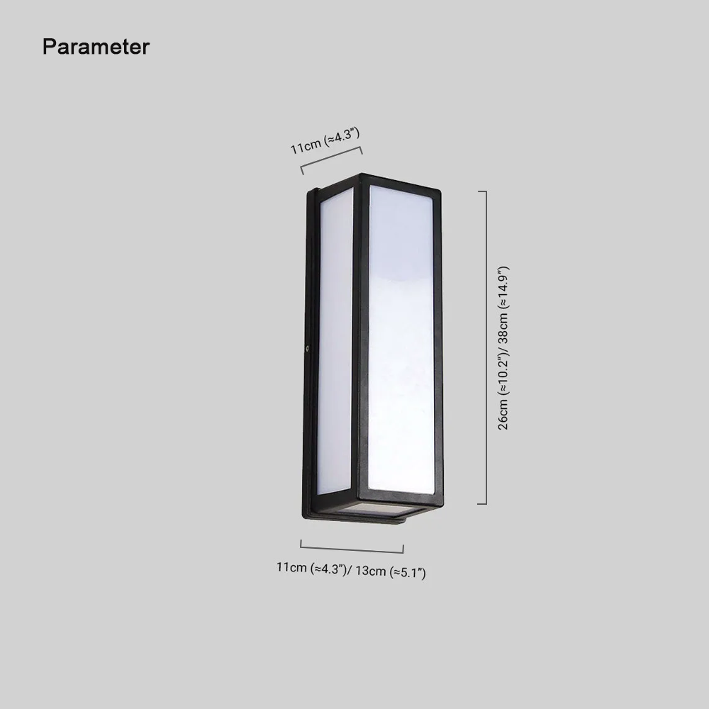 Minimalist Metal Acrylic Rectangular Black Outdoor Wall Lamp