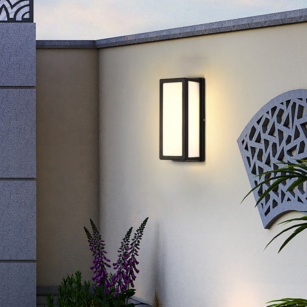 Minimalist Metal Acrylic Rectangular Black Outdoor Wall Lamp