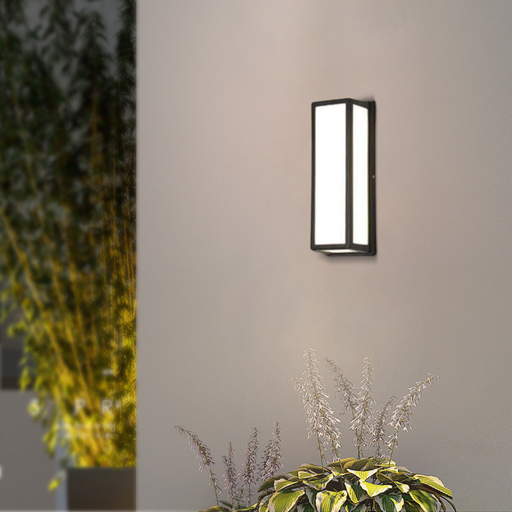 Minimalist Metal Acrylic Rectangular Black Outdoor Wall Lamp