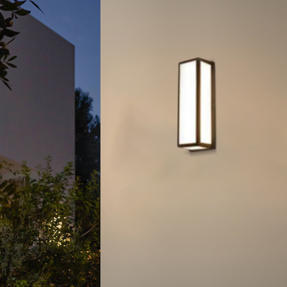 Minimalist Metal Acrylic Rectangular Black Outdoor Wall Lamp