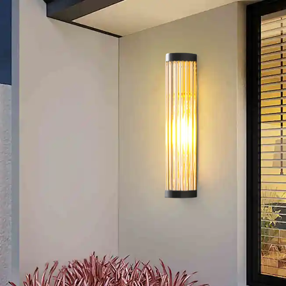 Modern Metal Cylindrical Black Wall Lamp Garden