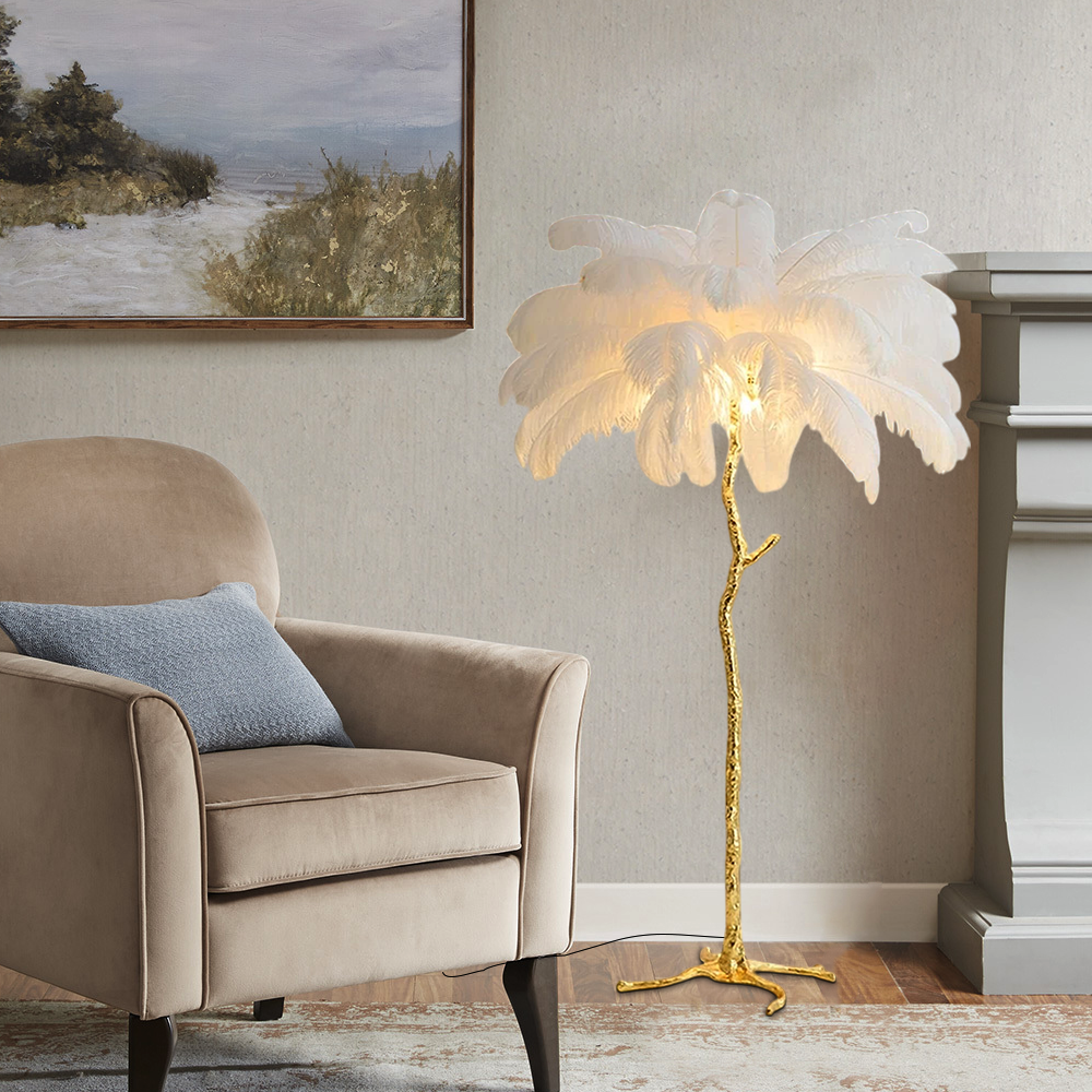 Art Deco Feather Dendritic Floor Lamp 10 Color Living Room