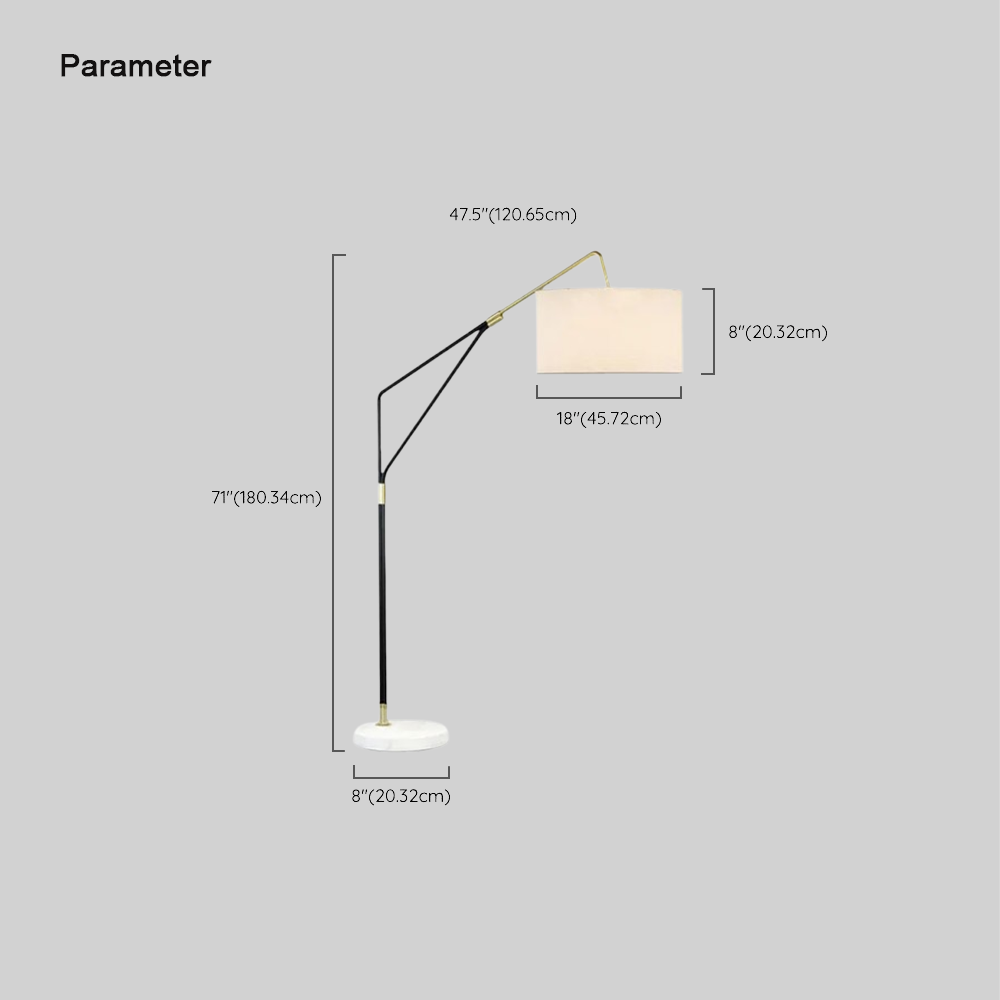 Minimalist Fabric Drum Shade White Floor Lamp Bedroom