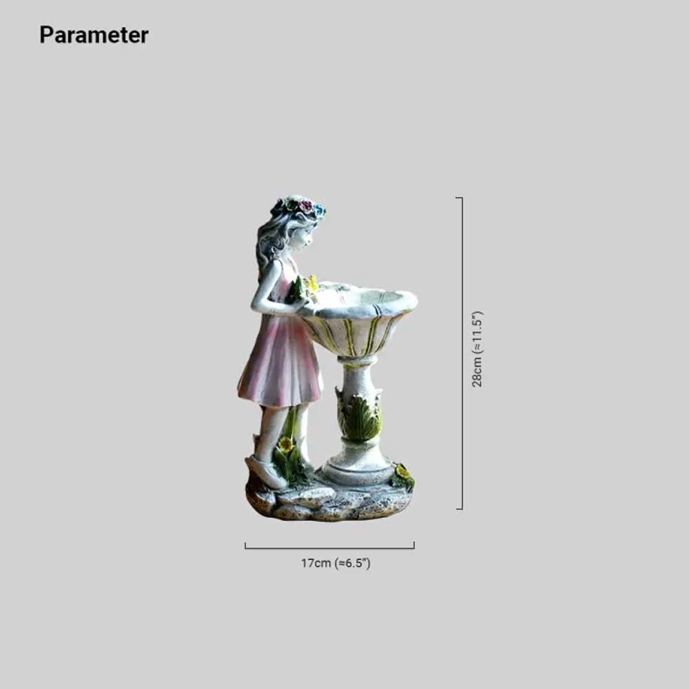 Art Deco Resin Fairy Girl Pink Outdoor Floor Lamp Courtyard