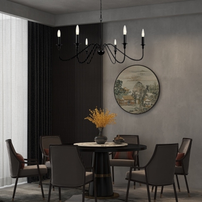 Retro Branch Pendant Light Black Gold Metal Riofu 