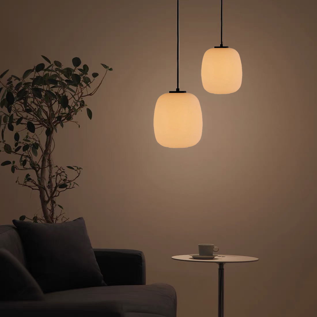 Modern Metal Acrylic Geometric White Pendant Light Outdoor | Riofu