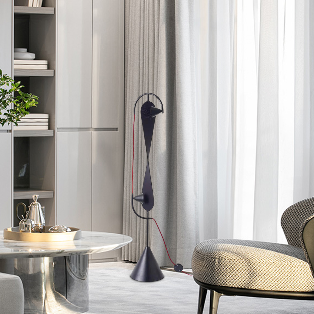 Art Deco Metal Geometric Black Floor Lamp Living Room