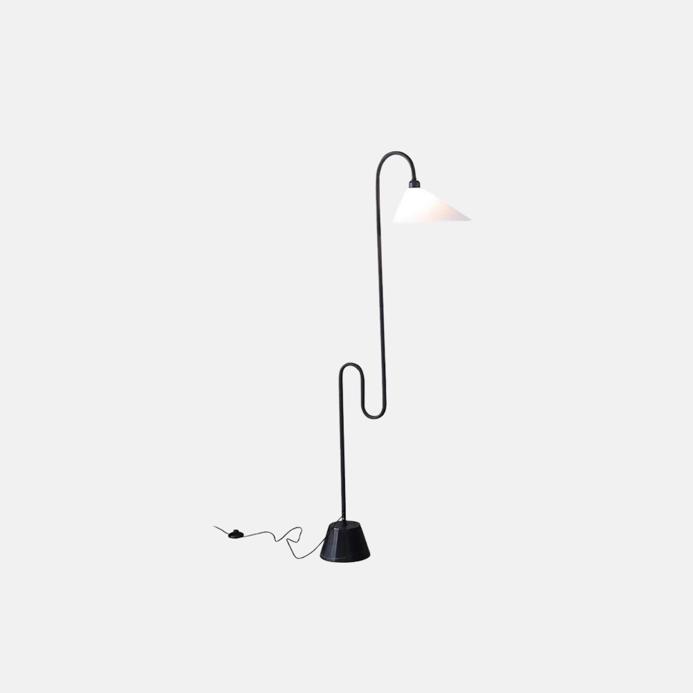 Modern Metal Fabric Curved Black Floor Lamp Bedroom
