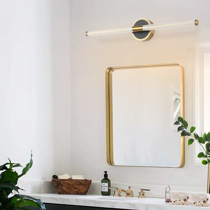 Modern Linear Wall Lamp Black Gold Metal Acrylic Riofu 