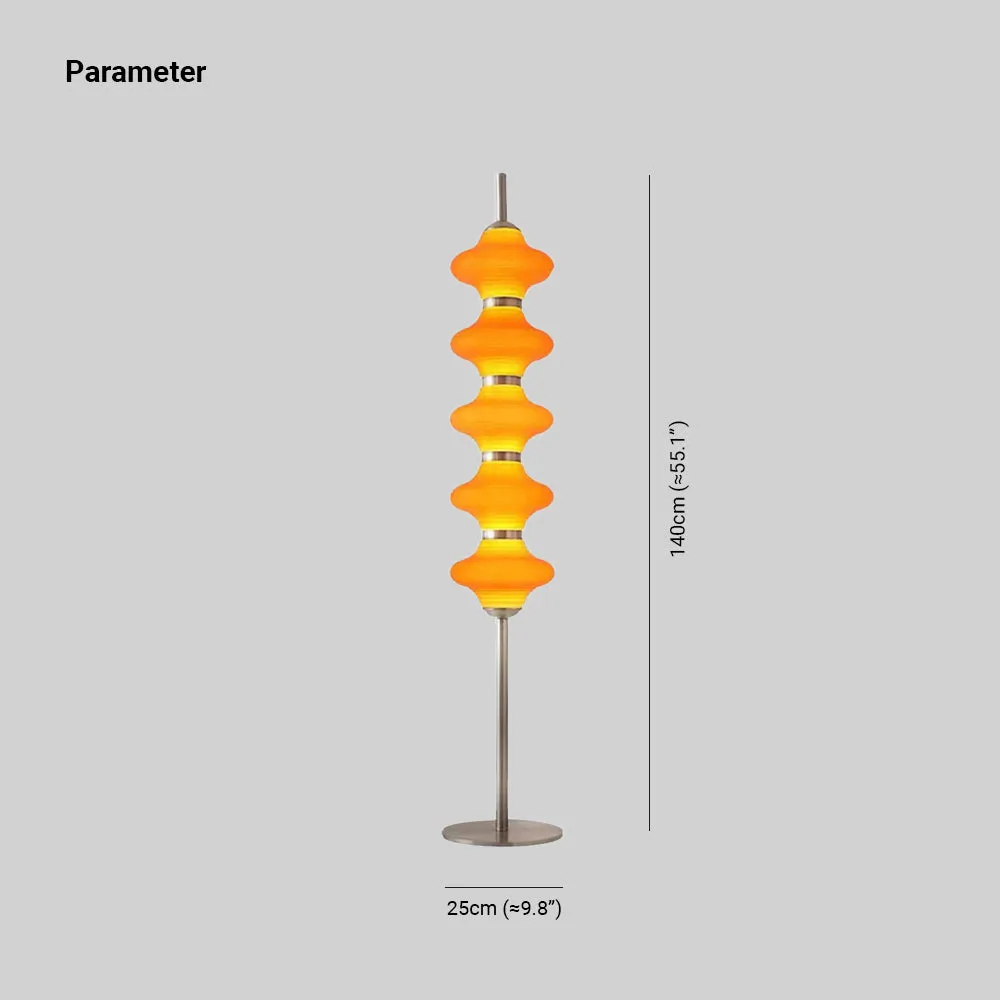Modern Metal Glass Lantern Orange Floor Lamp Bedroom