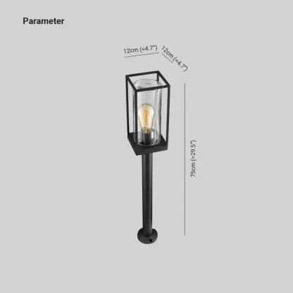 Modern Metal Rectangular Black Floor Lamp Outdoor