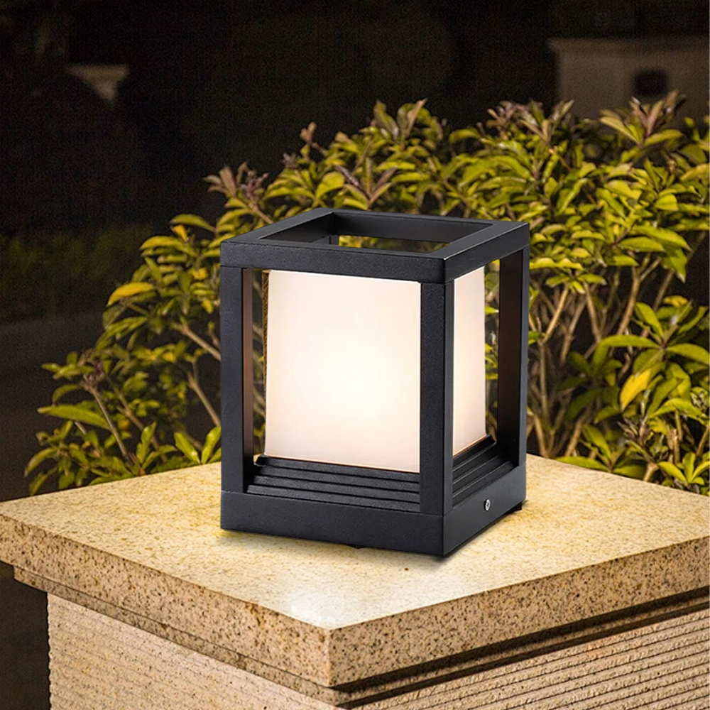 Modern Metal Square Black Outdoor Post Light Garden