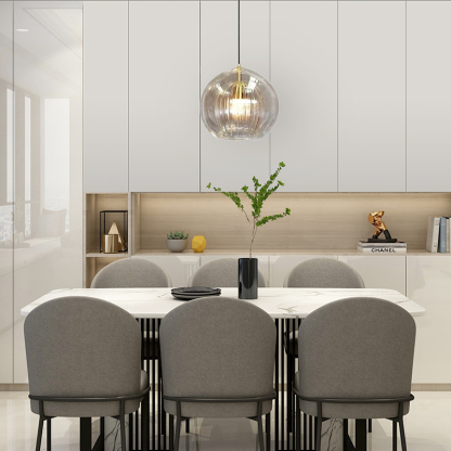 Riofu Modern Glass Metal Clear Amber Bubble Pendant Light Bedroom