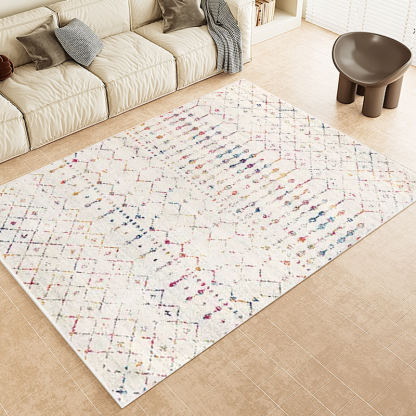Moroccan Riofu Polypropylene Light Multicolor Rug Bedroom