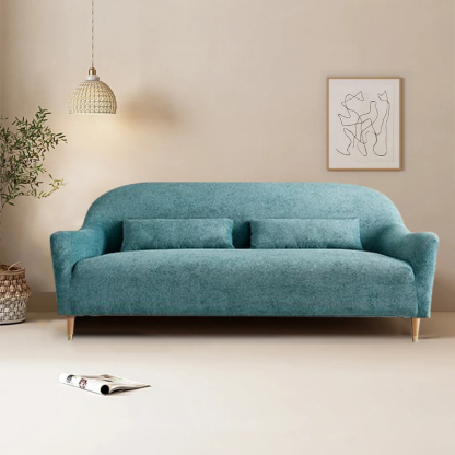 Modern Lake Blue Sofa Linen Cotton Blend Living Room