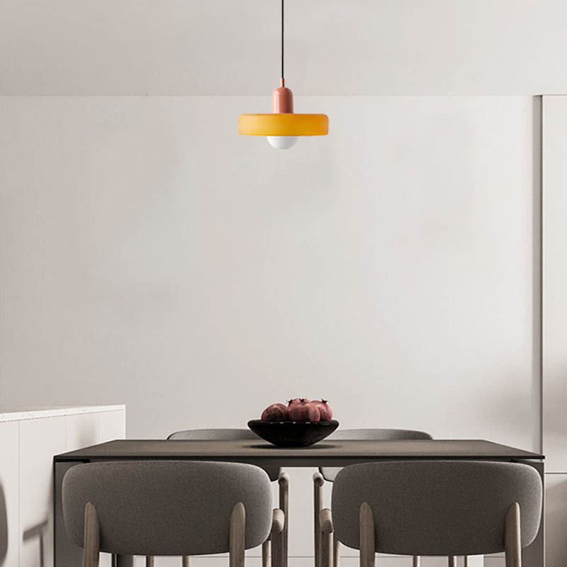 Nordic Morandi Glass LED Pendant Light Round Dinning Room