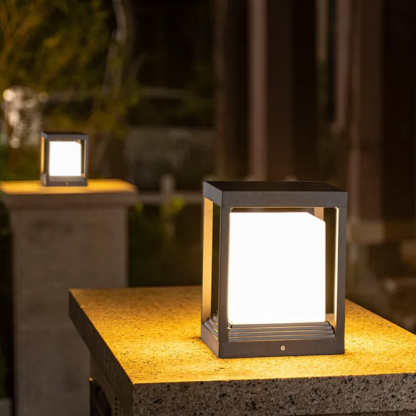 Modern Metal Square Black Outdoor Post Light Garden