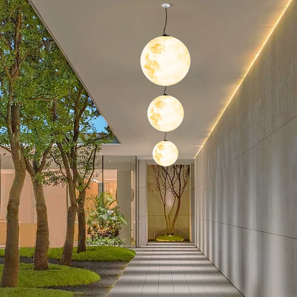 Art Deco Metal Globular Yellow Outdoor Pendant Light Garden