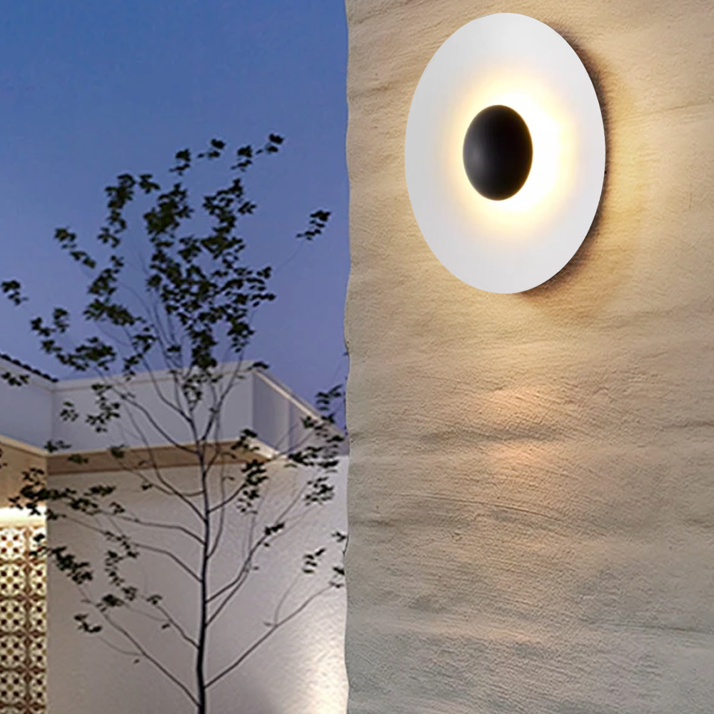 Vintage Metal Round Black White Outdoor Wall Light Garden | Riofu