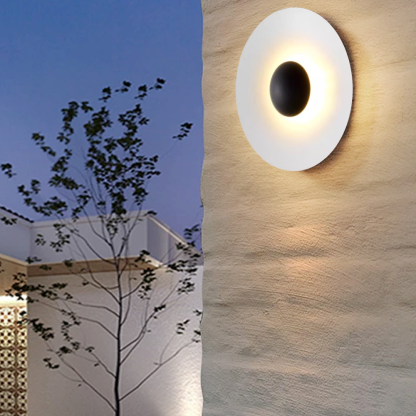 Vintage Metal Round Black White Outdoor Wall Light Garden