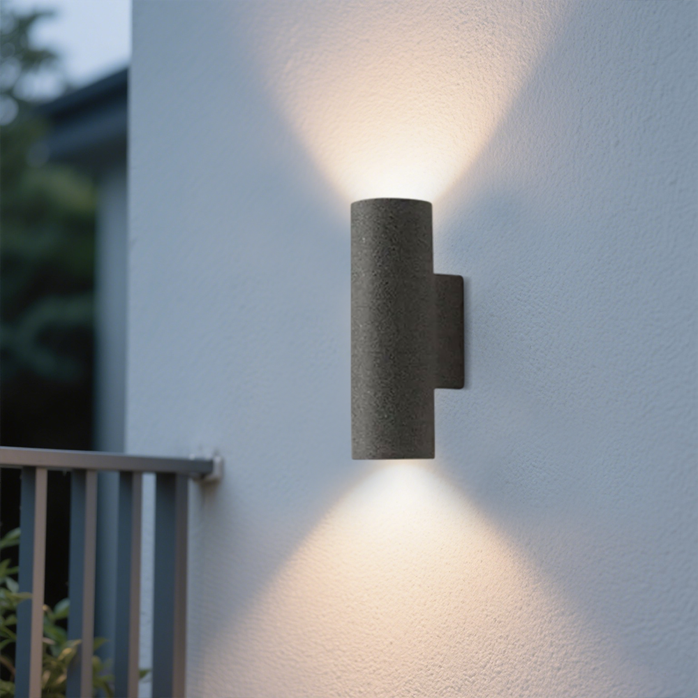 Minimalist Cylindrical Double-headed Cement Outdoor Wall Light Black/White