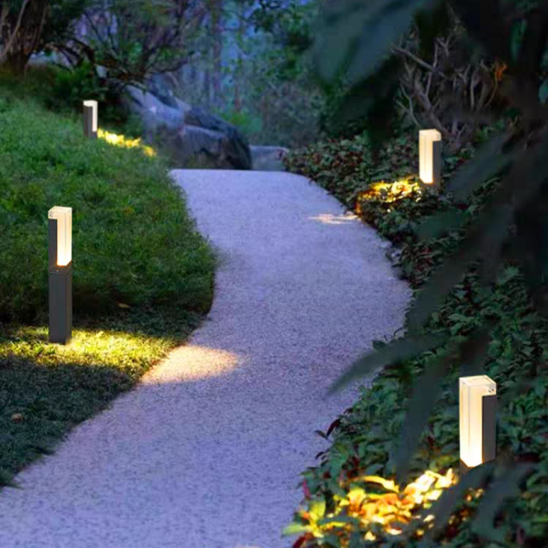 Modern Metal Cylindrical Gray Outdoor Lamp Garden
