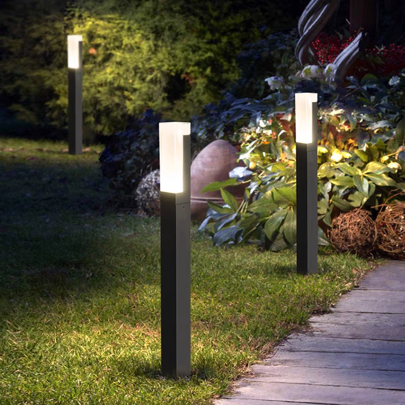 Modern Metal Cylindrical Gray Outdoor Lamp Garden