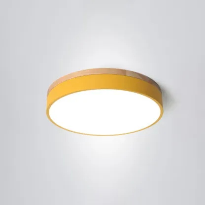 Nordic LED Round Metal/Wood Flush Mount Ceiling Light White/Green