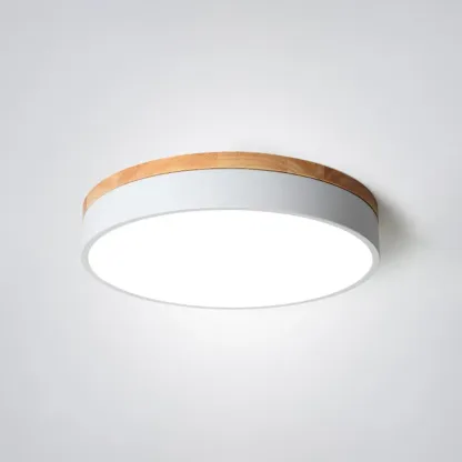 Nordic LED Round Metal/Wood Flush Mount Ceiling Light White/Green
