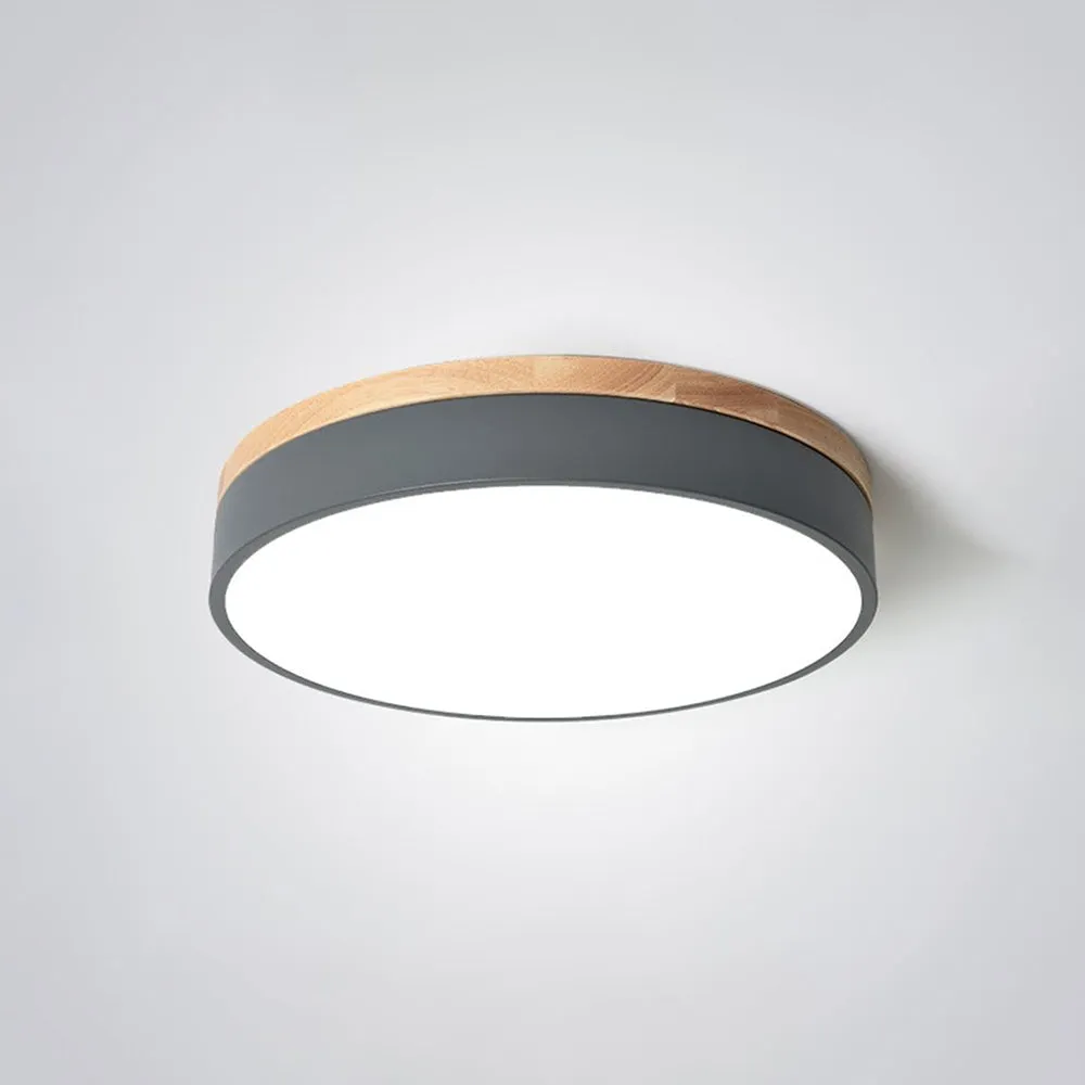 Nordic LED Round Metal/Wood Flush Mount Ceiling Light White/Green