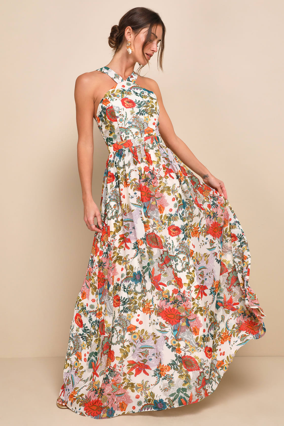 Exquisite Refinement Black Backless Bow Ruffled Maxi Dress