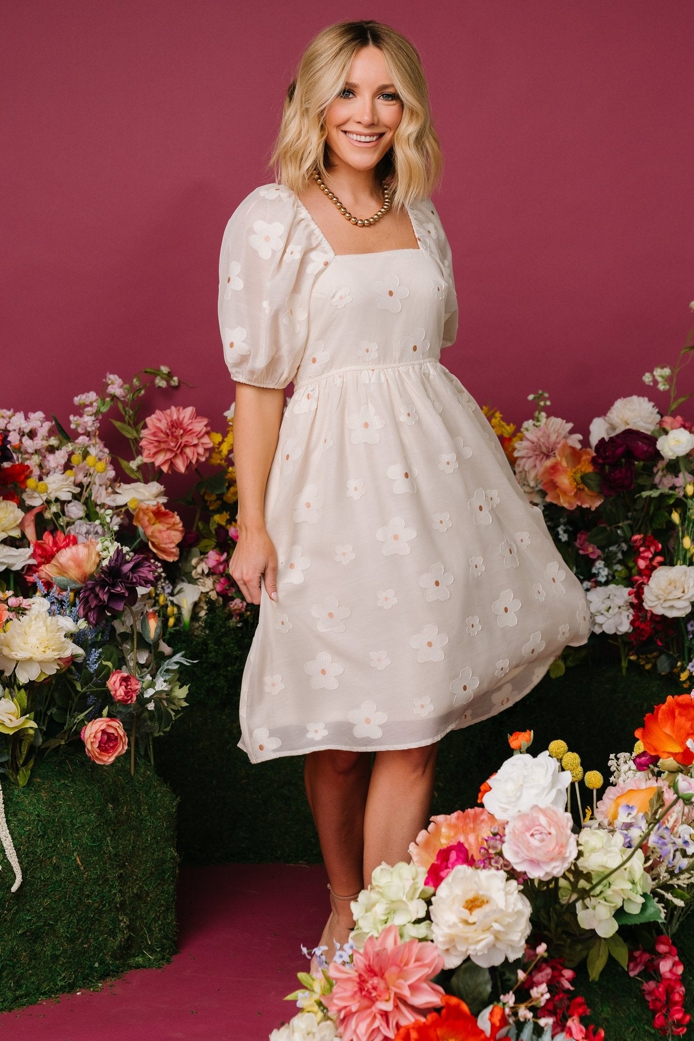 Daisy Short Dress | Vintage Cream Floral - Baltic Born