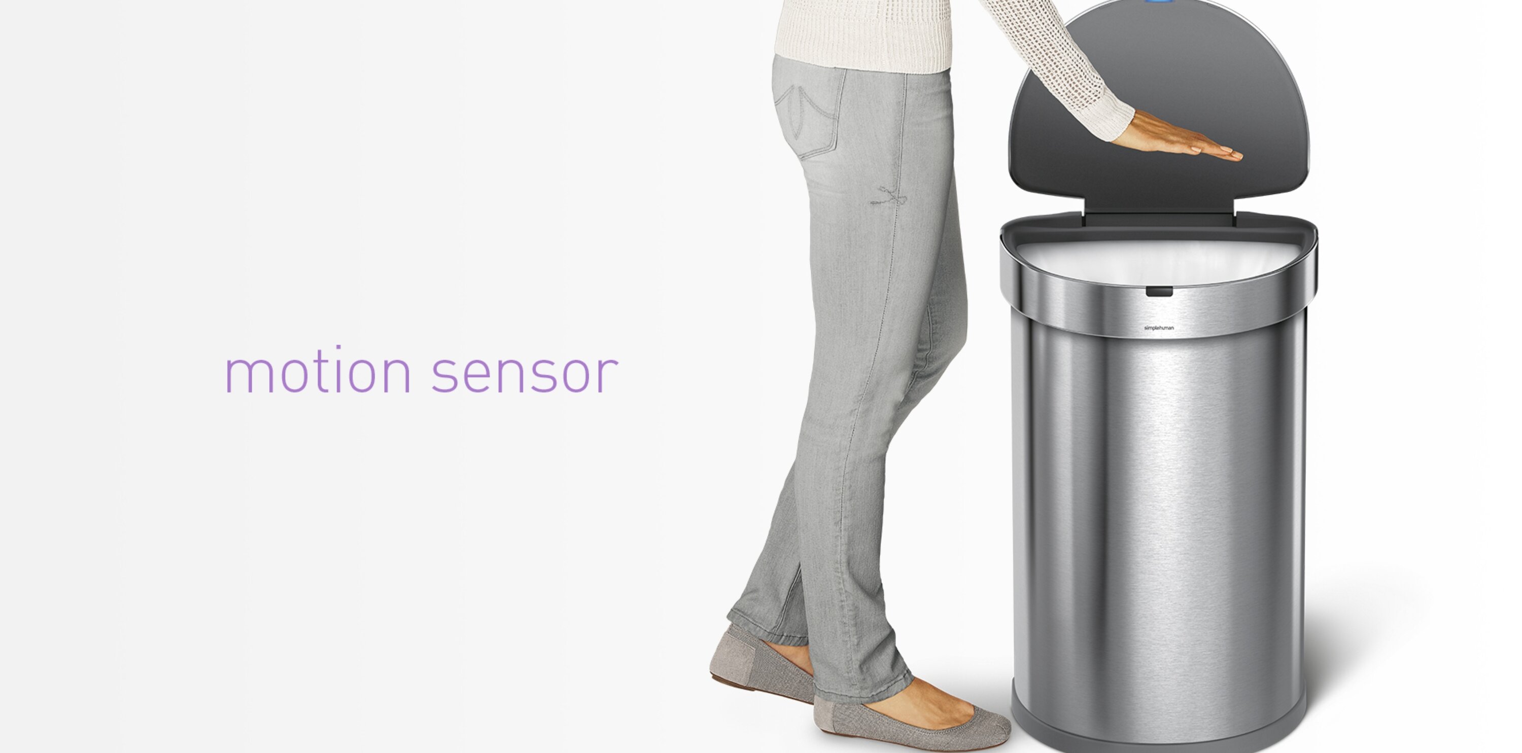 simplehuman 45 Liter / 12 Gallon Semi-Round Automatic Sensor Trash Can, Brushed Stainless Steel simplehuman 45 Liter / 12 Gallon Semi-Round Automatic Sensor Trash Can, Brushed Stainless Steel