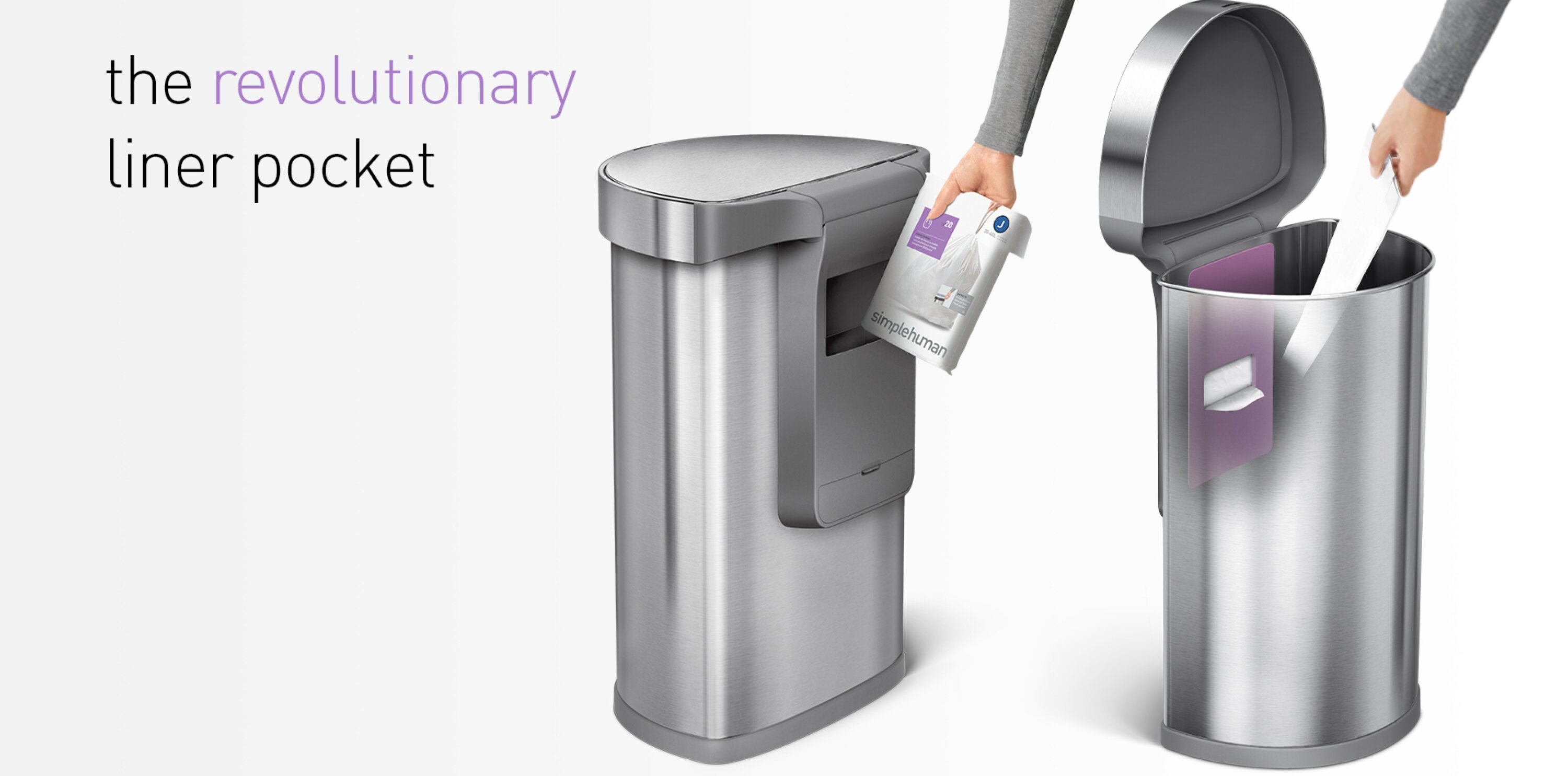 simplehuman 45 Liter / 12 Gallon Semi-Round Automatic Sensor Trash Can, Brushed Stainless Steel simplehuman 45 Liter / 12 Gallon Semi-Round Automatic Sensor Trash Can, Brushed Stainless Steel