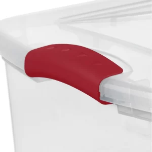 Sterilite 32 Qt. Latch Box Plastic, Infra Red, Set of 6