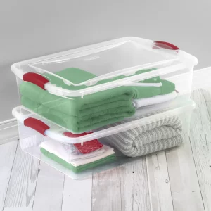 Sterilite 32 Qt. Latch Box Plastic, Infra Red, Set of 6