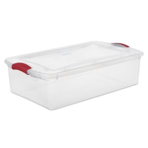 Sterilite 32 Qt. Latch Box Plastic, Infra Red, Set of 6