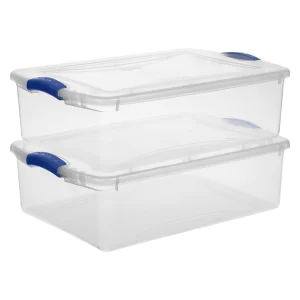 Sterilite 32 Qt. Latch Box Plastic, Stadium Blue, Set of 6