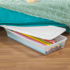 Sterilite 41 Quart Lightweight Under Bed Storage Box Container, 6 Pack