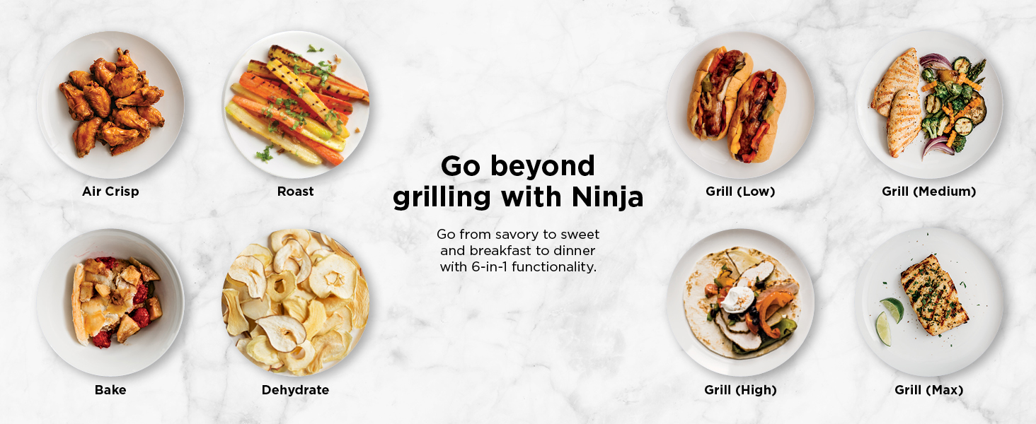 Go beyond grilling with Ninja Go from savory to sweet and breakfast dinner with 6in1 functionality