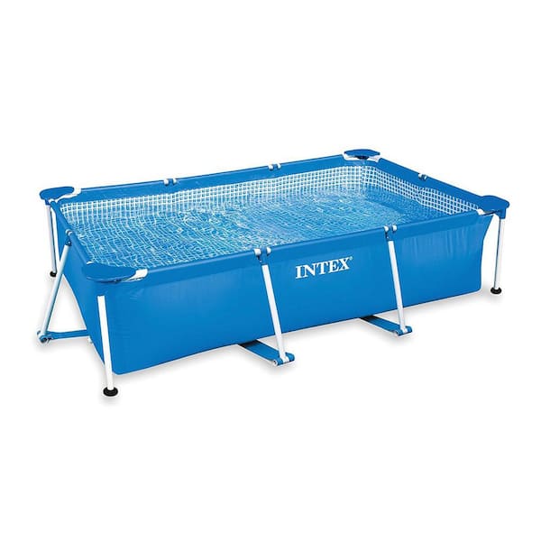 Intex 28271EH 8.5 ft. x 5.3 ft. x 2.13 ft. Rectangular Frame Above Ground Swimming Pool, Blue Intex 28271EH 8.5 ft. x 5.3 ft. x 2.13 ft. Rectangular Frame Above Ground Swimming Pool, Blue - 1