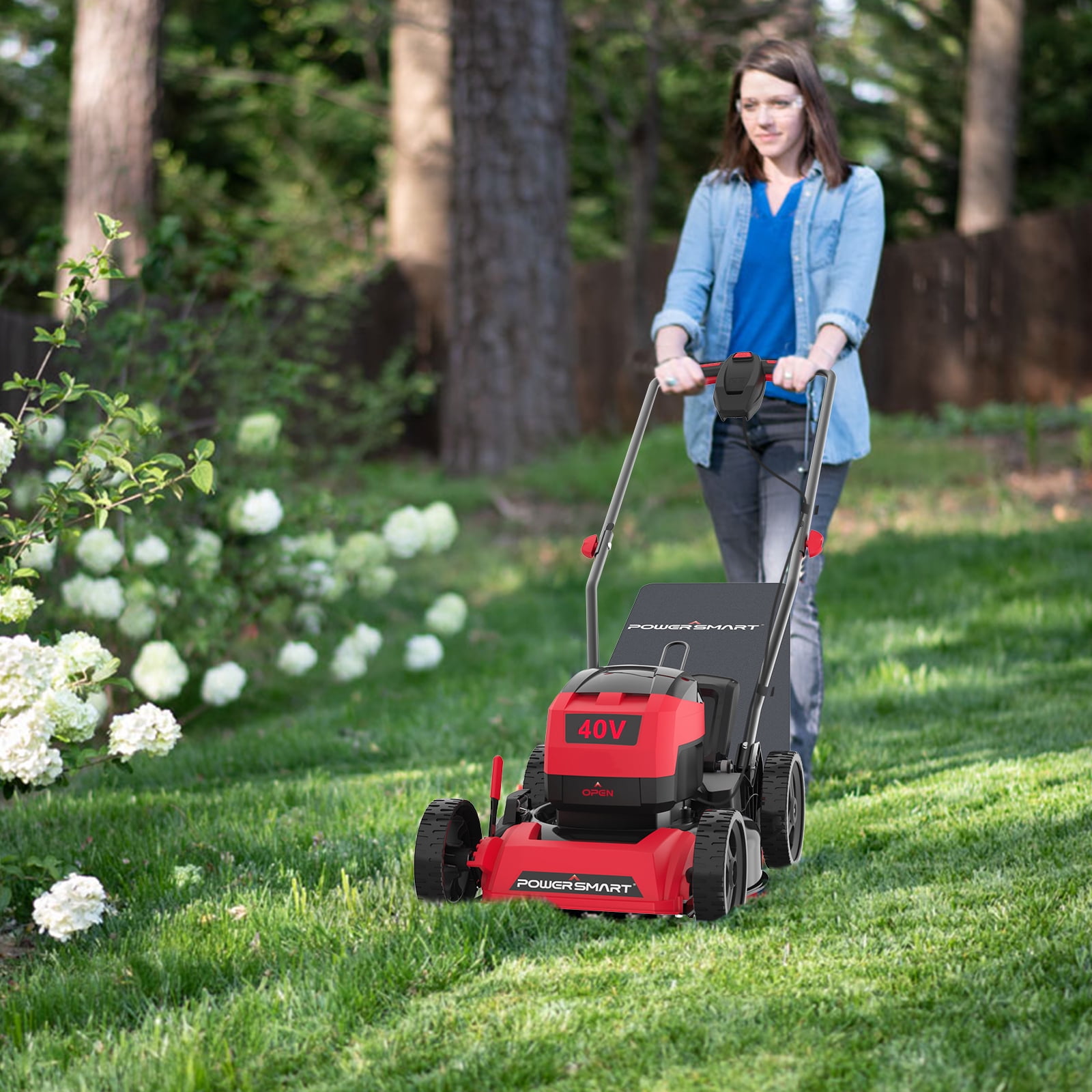 PowerSmart 40V 17-inch 3-in-1 Cordless Brushless Walk Behind Push Lawn Mower W/4.0Ah Battery and Charger，PS76418AP - 2