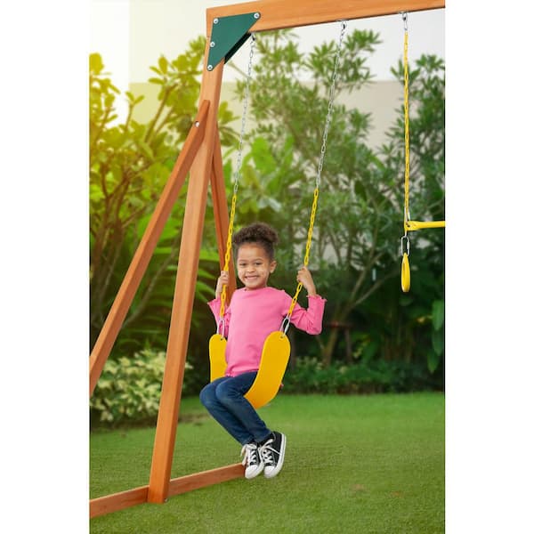 Creative Cedar Designs 3800-Y Trailside Complete Wood Swing Set with Yellow Playset Accessories Creative Cedar Designs 3800-Y Trailside Complete Wood Swing Set with Yellow Playset Accessories - 2