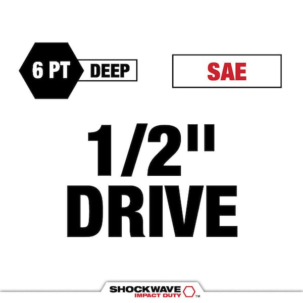 Milwaukee 49-66-7093 SHOCKWAVE 1/2 in. Drive SAE Deep Well 6 Point Impact Socket Set (18-Piece) Milwaukee 49-66-7093 SHOCKWAVE 1/2 in. Drive SAE Deep Well 6 Point Impact Socket Set (18-Piece) - 2