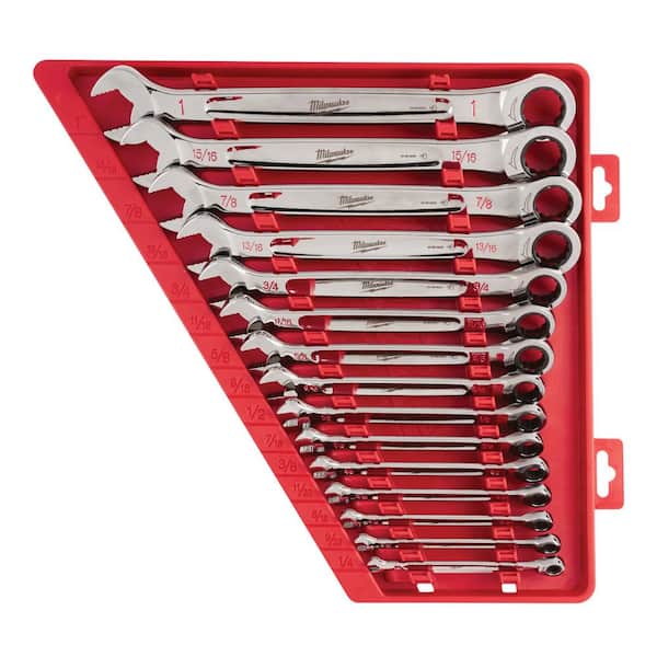 Milwaukee 48-22-9416 SAE Ratcheting Combination Wrench Set (15-Piece) Milwaukee 48-22-9416 SAE Ratcheting Combination Wrench Set (15-Piece) - 1
