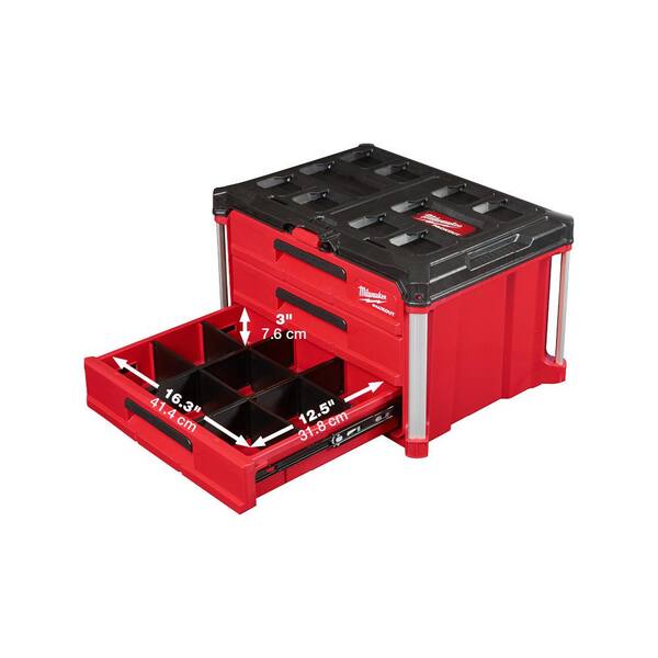 Milwaukee 48-22-8443-8429 PACKOUT 22 in. 3-Drawer and XL Tool Box - 3