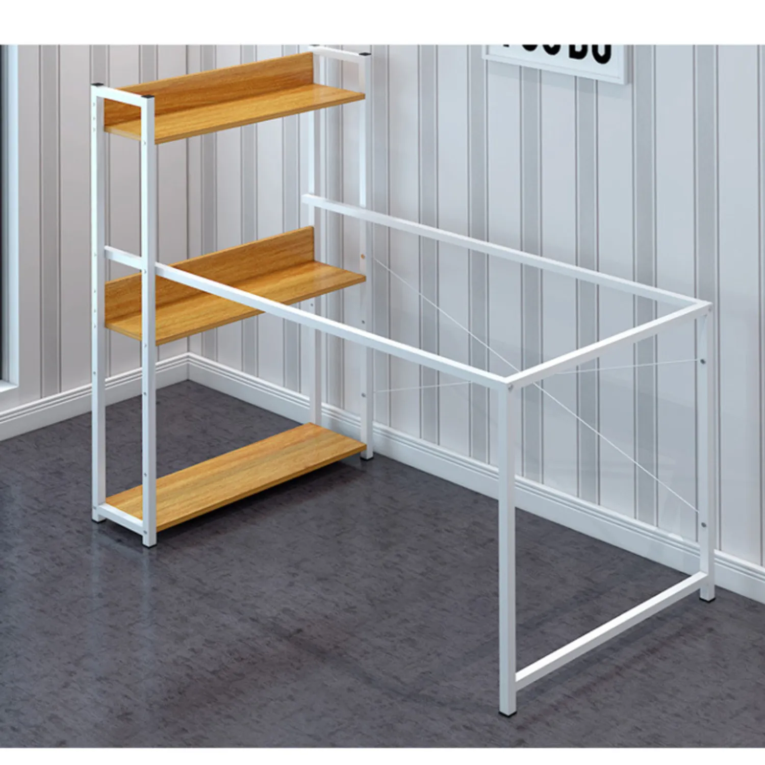 Escritorio y silla para Ordenador y Estantería Combinada