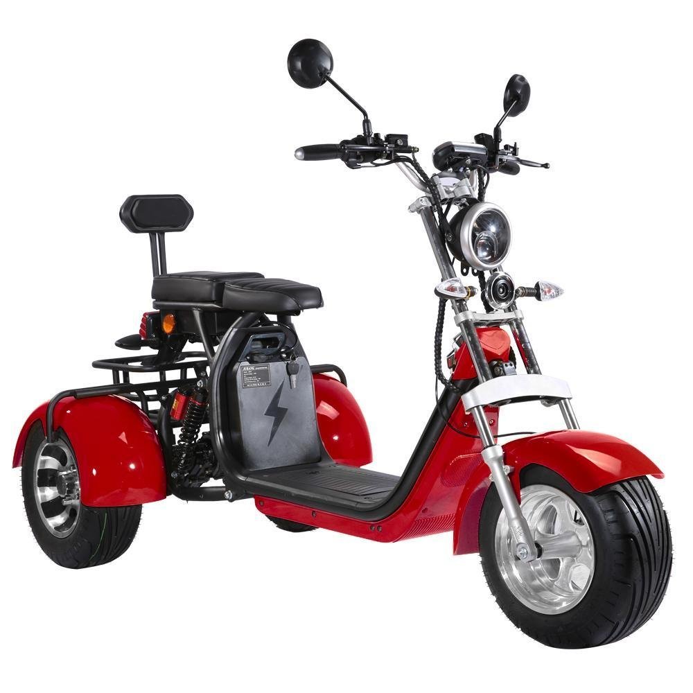 Patinete eléctrico para adultos de 3 ruedas, motocicleta eléctrica con asiento para pasajero