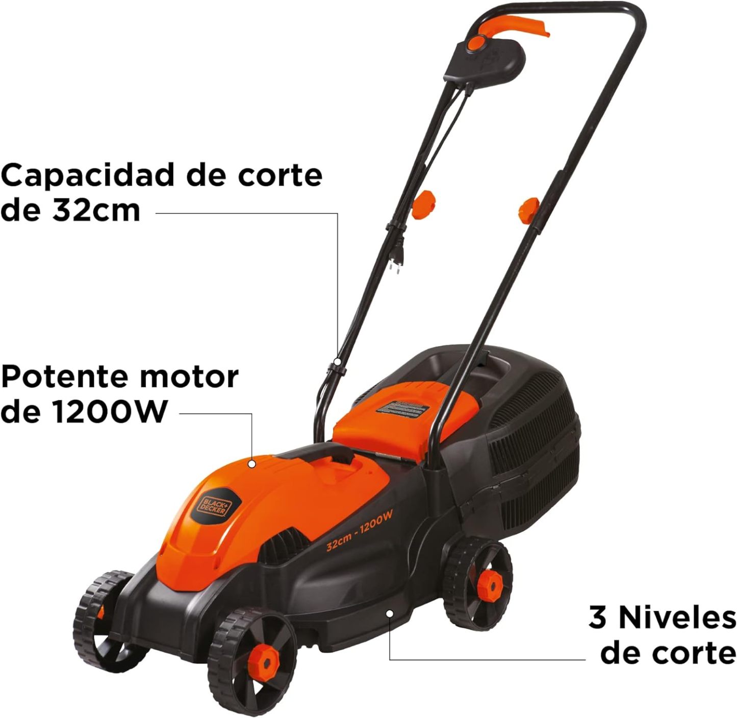 BLACK+DECKER Cortadora de Césped 1200W de 12,5" (32cm) de Ancho (GR1000-B3)
